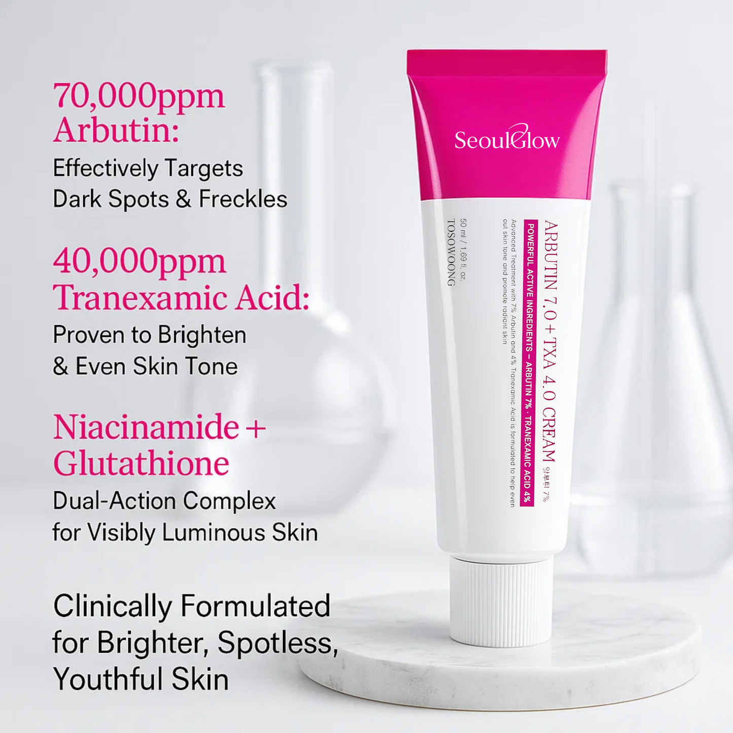 SeoulGlow™ Revive Cream: Abutin 7% + Traneaxamic Acid 4%