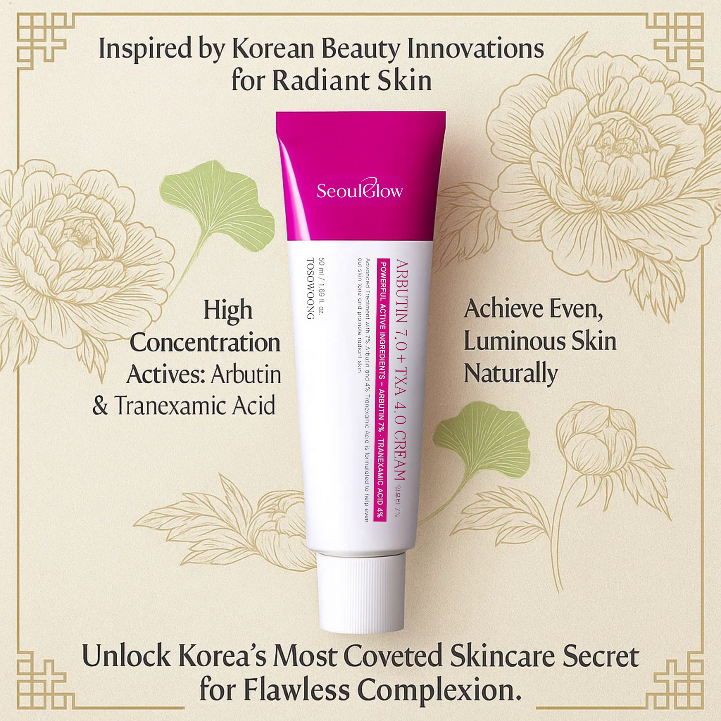 SeoulGlow™ Revive Cream: Abutin 7% + Traneaxamic Acid 4%
