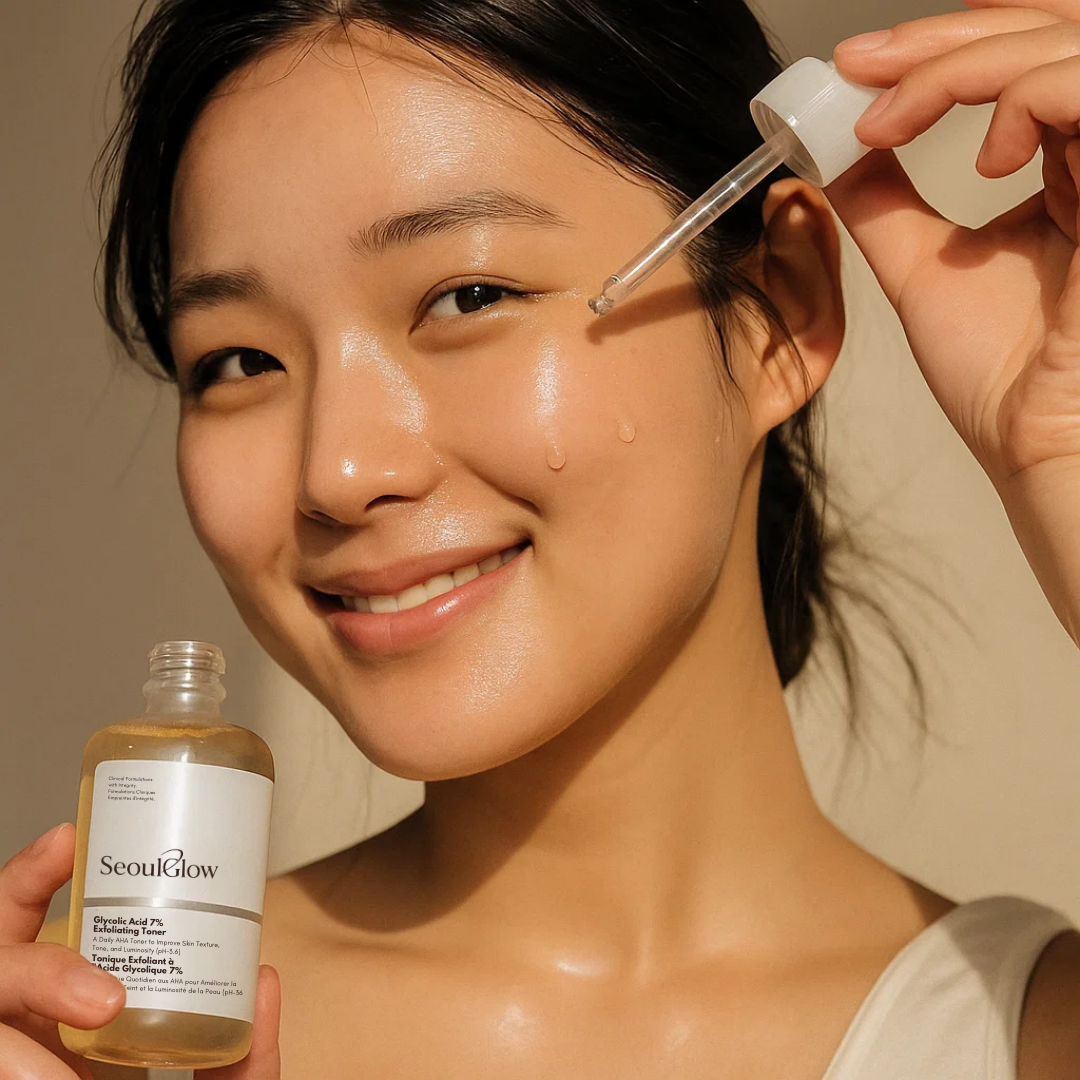 Beauty lovers are replacing harsh scrubs and ordinary toners with SeoulGlow™ Glycolic Acid 7% Toning Solution