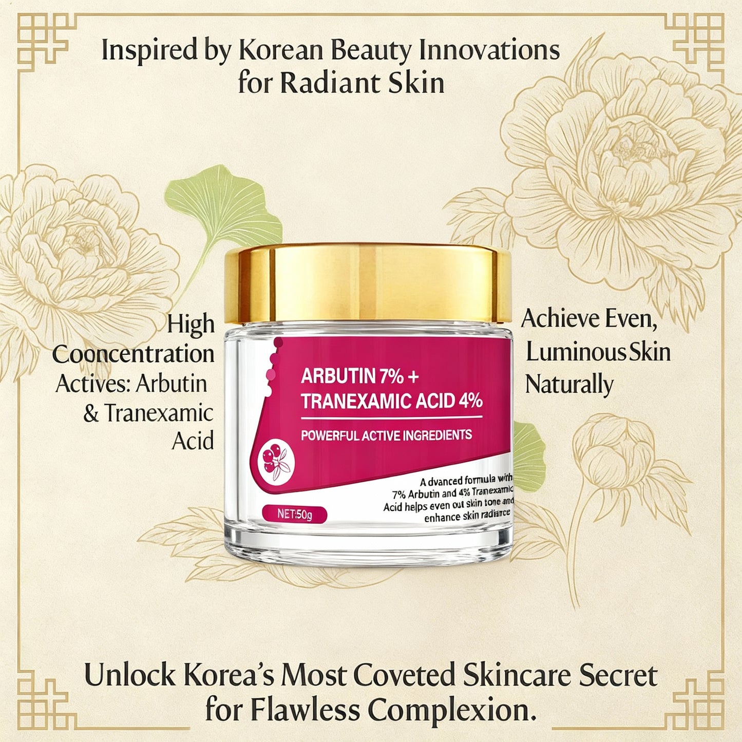 SeoulGlow™ Revive Cream: Arbutin 7% + Traneaxamic Acid 4%