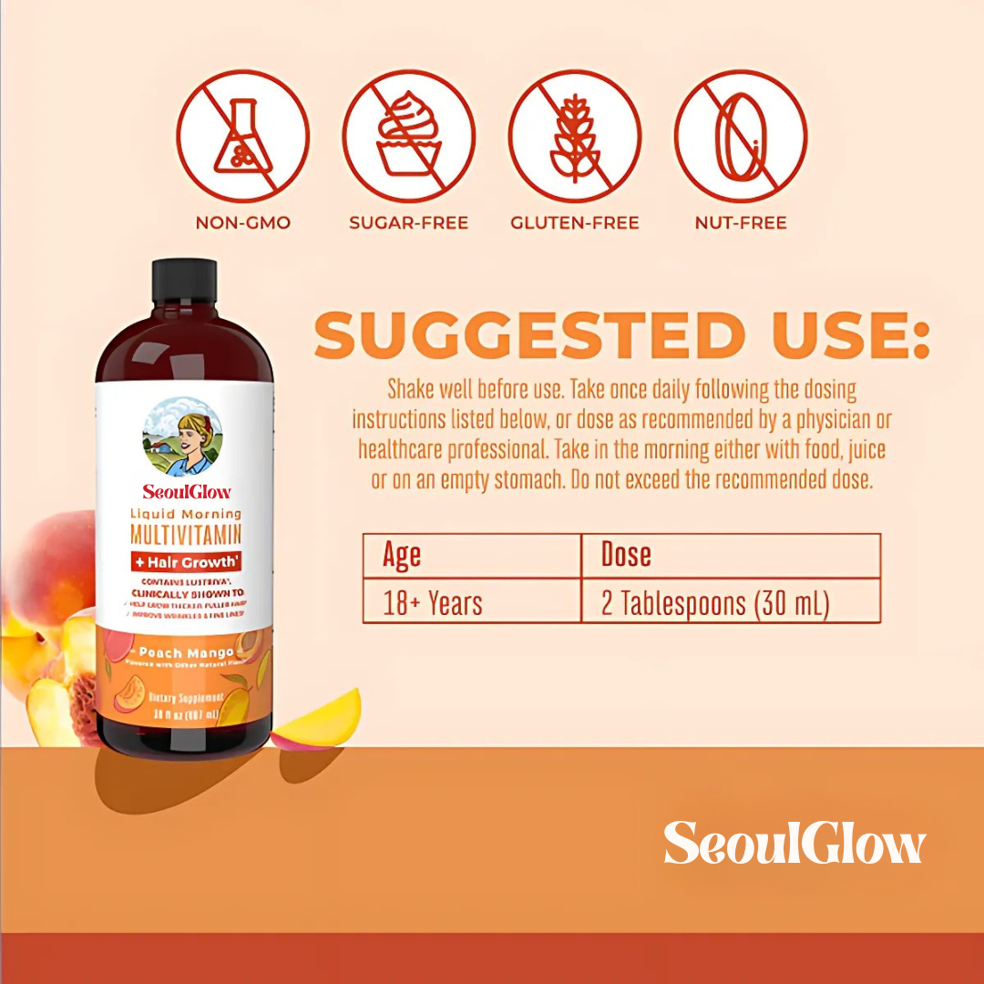SeoulGlow™ 450ml Hair Growth Multivitamin | Peach Mango