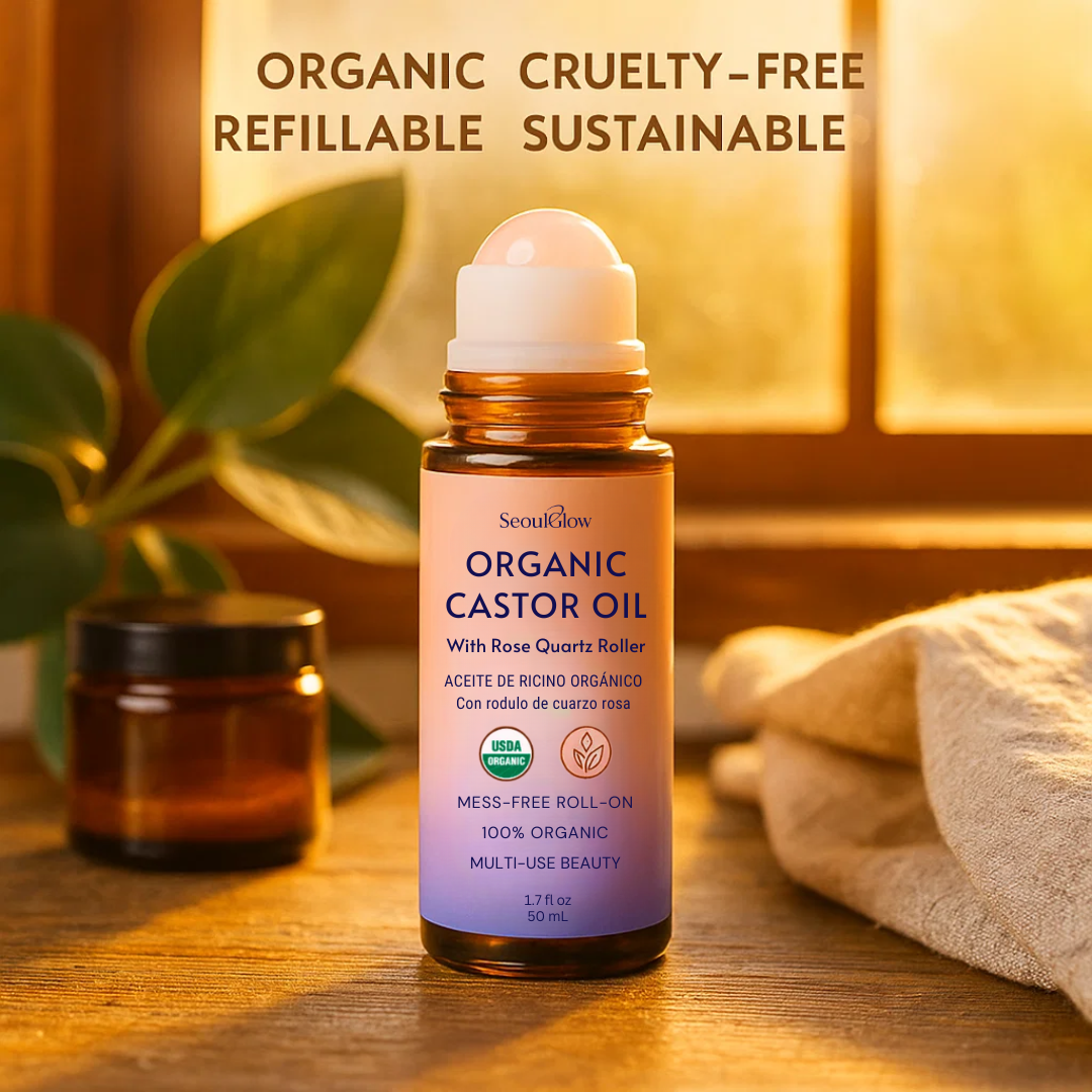 Organic Castor Oil With Rose Quarts Roll On