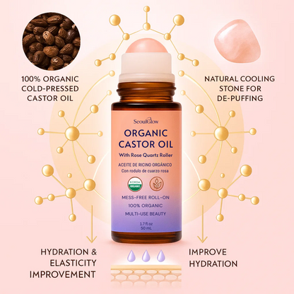 Organic Castor Oil With Rose Quarts Roll On
