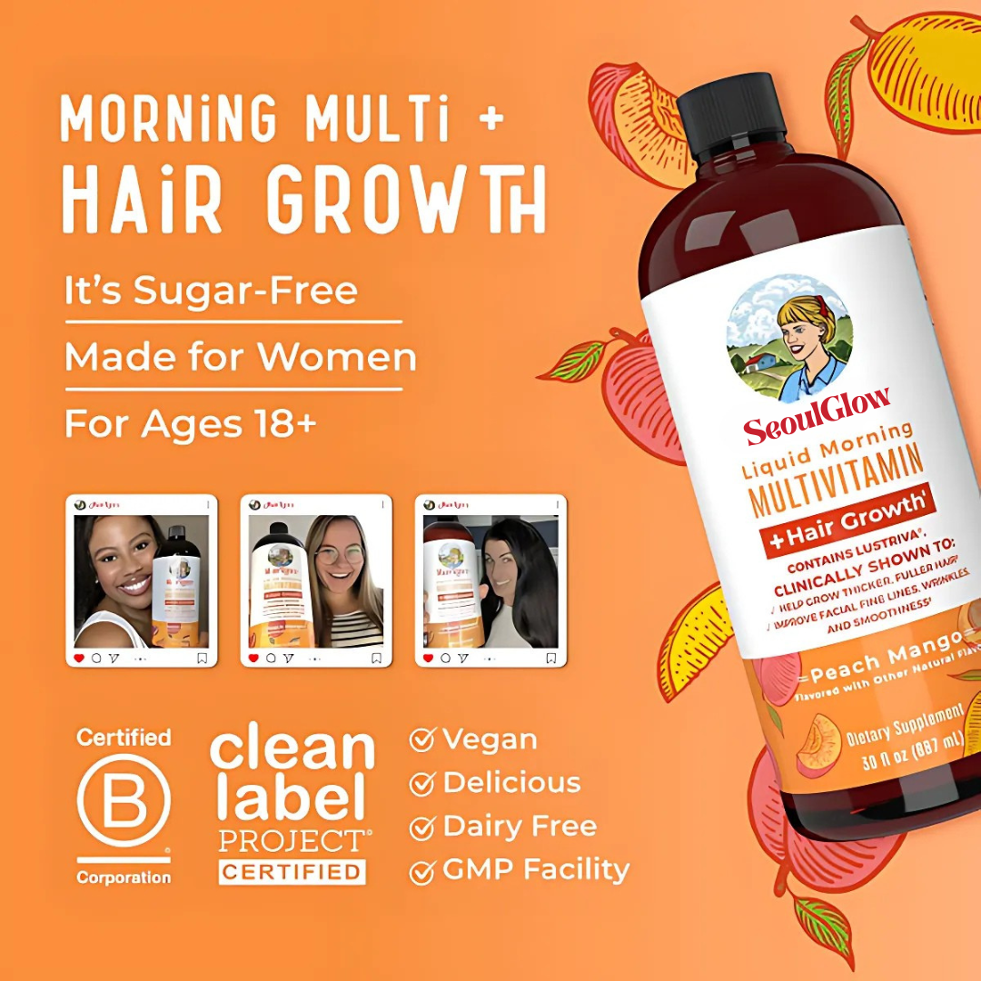 SeoulGlow™ 450ml Hair Growth Multivitamin | Peach Mango