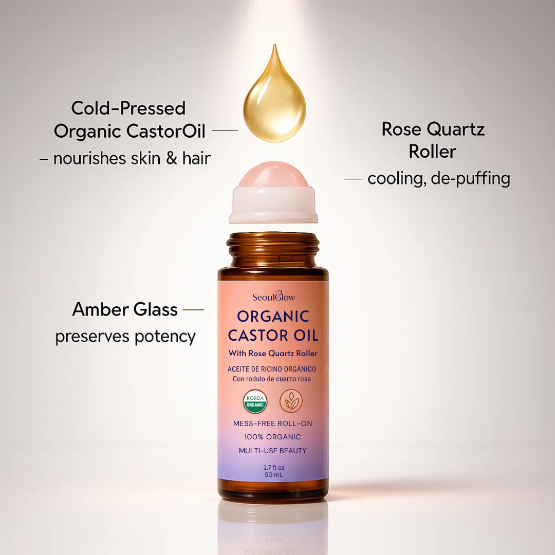 Organic Castor Oil With Rose Quarts Roll On