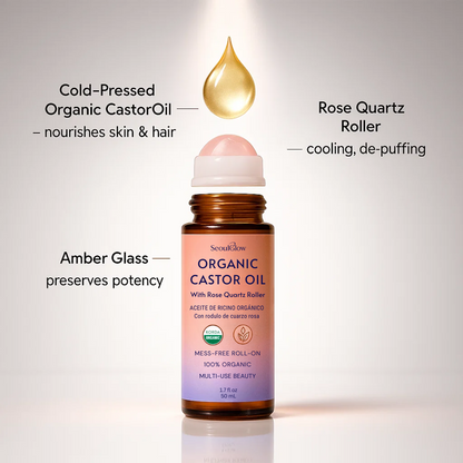 Organic Castor Oil With Rose Quarts Roll On
