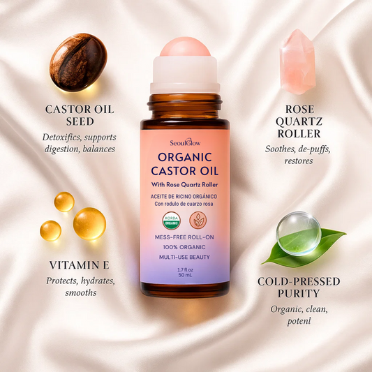 Organic Castor Oil With Rose Quarts Roll On